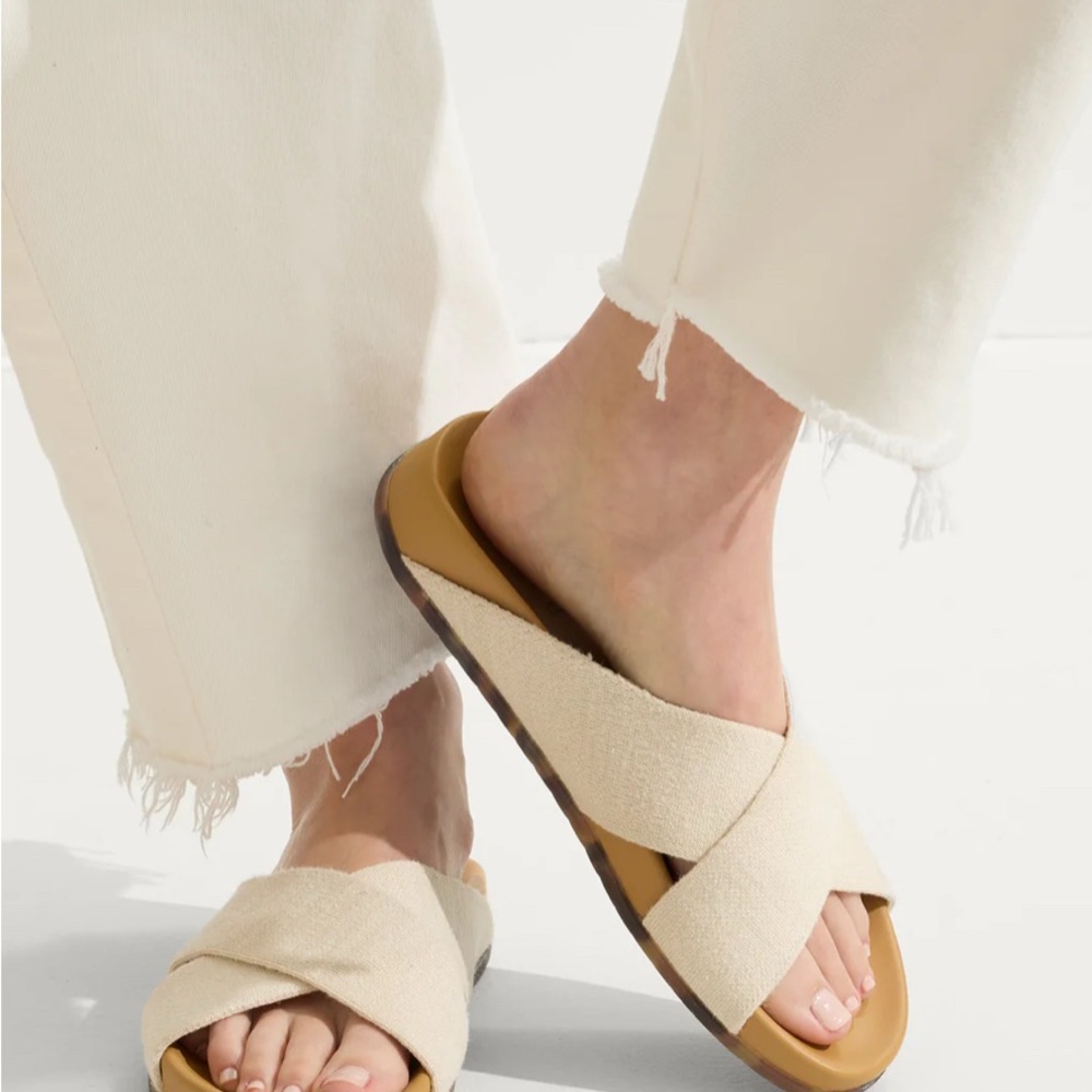 ROTHY’S The Weekend Slide Cream Crisscross Sandals